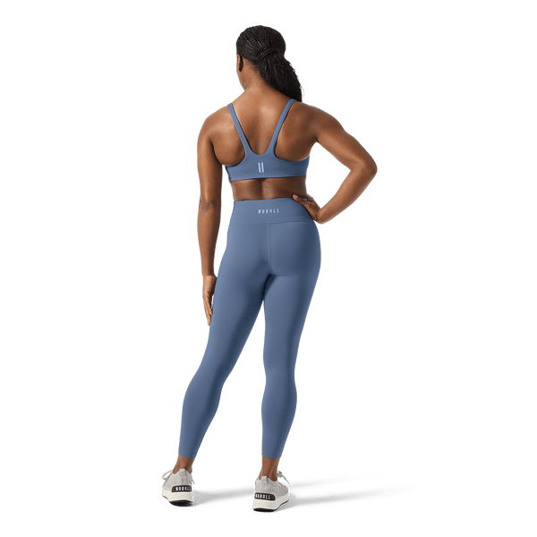 Women's Dusty Blue U High-Rise Matte Tight 25" Back Full Body Angle.