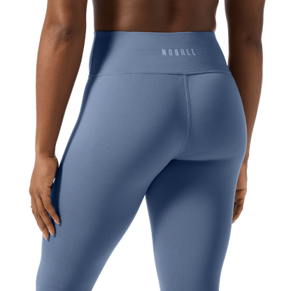 Women's Dusty Blue U High-Rise Matte Tight 25" Back Detail Angle.