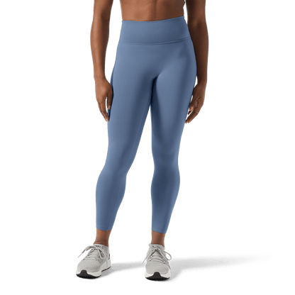 Women's Dusty Blue U High-Rise Matte Tight 25" Front Lower Body Angle.