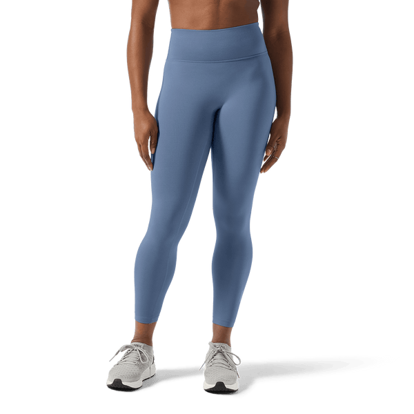 Women's Dusty Blue U High-Rise Matte Tight 25" Front Lower Body Angle.