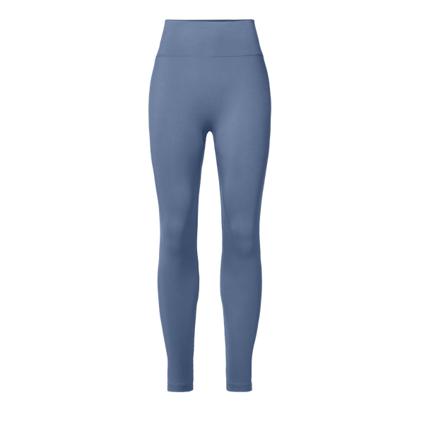 Women's Dusty Blue U High-Rise Matte Tight 25" Front Silhouette Angle.