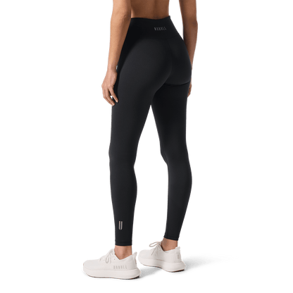 Women's Black U High-Rise Matte Tight 28" Back Lower Body Angle.
