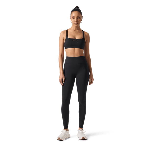 Women's Black U High-Rise Matte Tight 28" Front Full Body Angle.