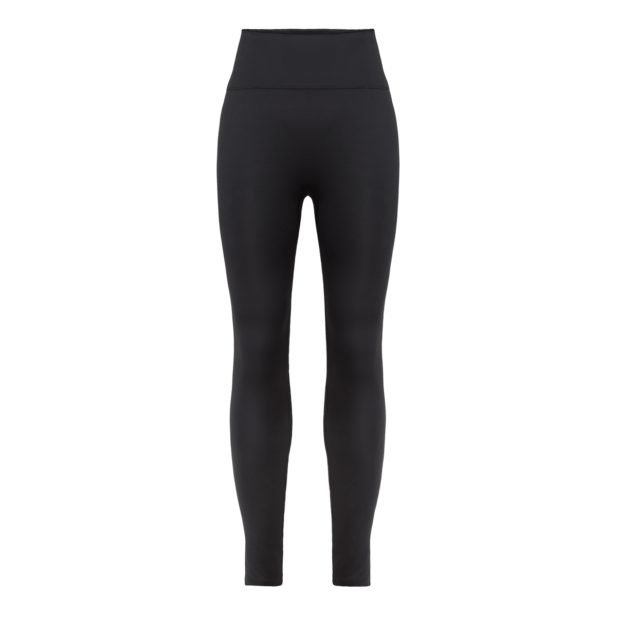 Women's Black U High-Rise Matte Tight 28" Front Silhouette Angle.
