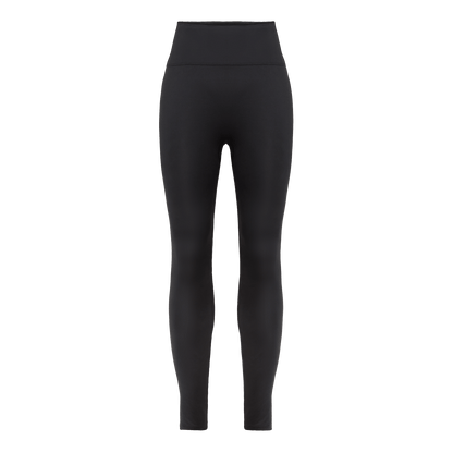 Women's Black U High-Rise Matte Tight 28" Front Silhouette Angle.