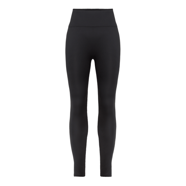 Women's Black U High-Rise Matte Tight 28" Front Silhouette Angle.