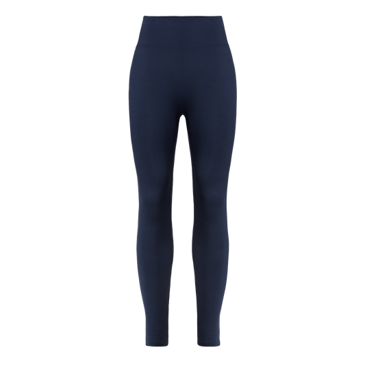 Women's Night Navy U High-Rise Matte Tight 28" Front Silhouette Angle.