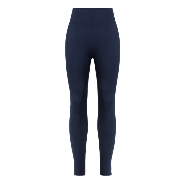 Women's Night Navy U High-Rise Matte Tight 28" Front Silhouette Angle.