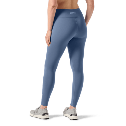 Women's Dusty Blue U High-Rise Matte Tight 28" Back Lower Body Angle.