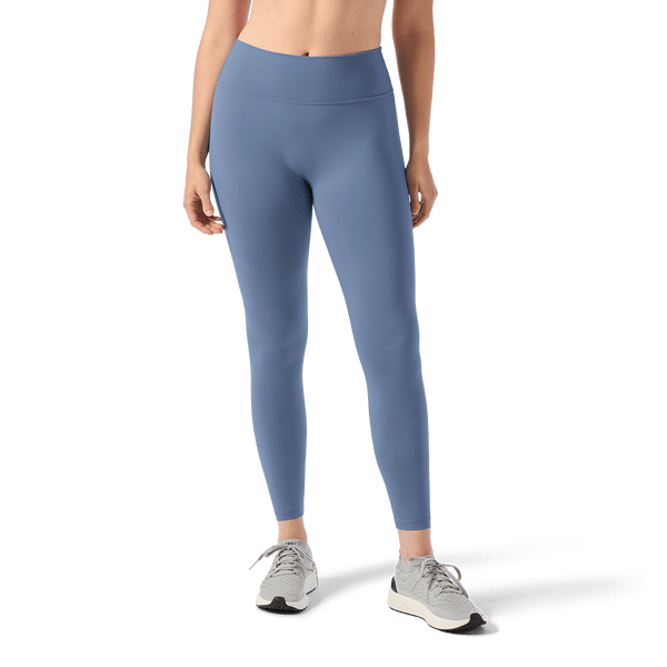 Women's Dusty Blue U High-Rise Matte Tight 28" Front Lower Body Angle.