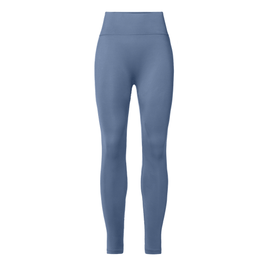 Women's Dusty Blue U High-Rise Matte Tight 28" Front Silhouette Angle.