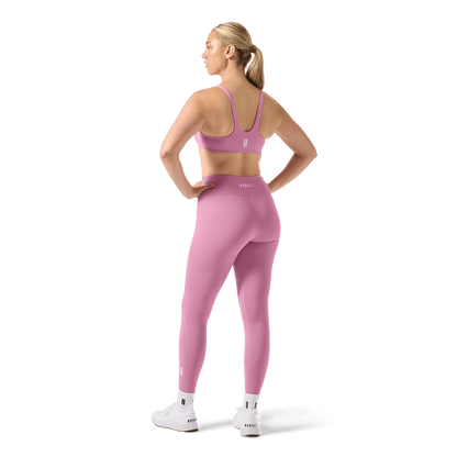 Women's Soft Pink U High-Rise Matte Tight 28" Back Full Body Angle.