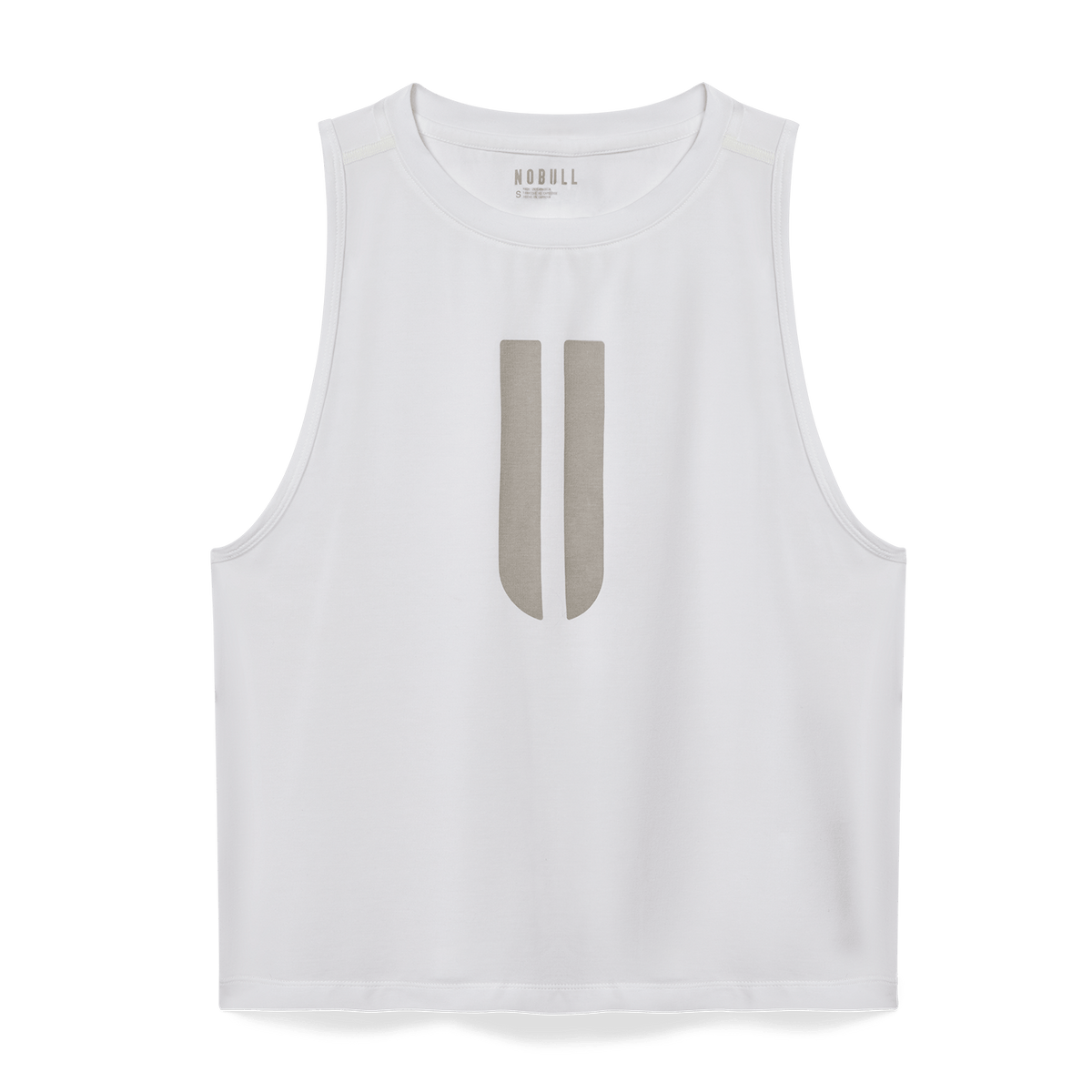 Women's White U Muscle Tank Flat Lay Angle.