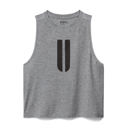 Women's Heather Grey U Muscle Tank Flat Lay Angle.