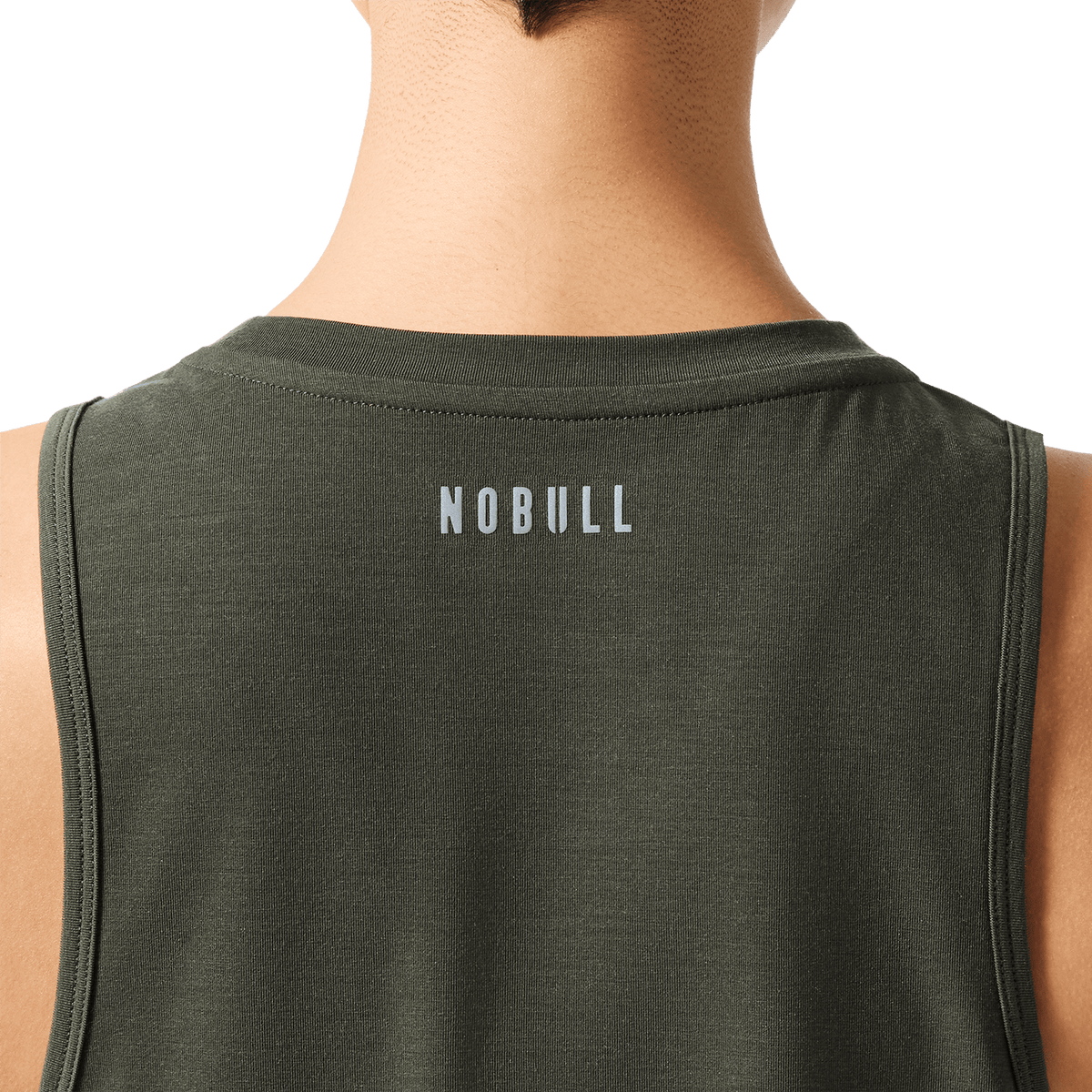 Women's Dark Army U Muscle Tank Back Detail Angle.