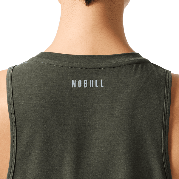 Women's Dark Army U Muscle Tank Back Detail Angle.