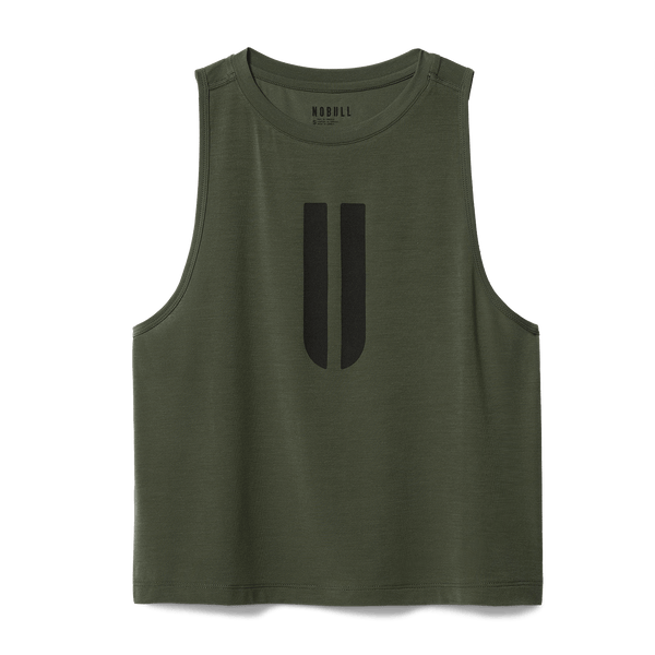 Women's Dark Army U Muscle Tank Flat Lay Angle.