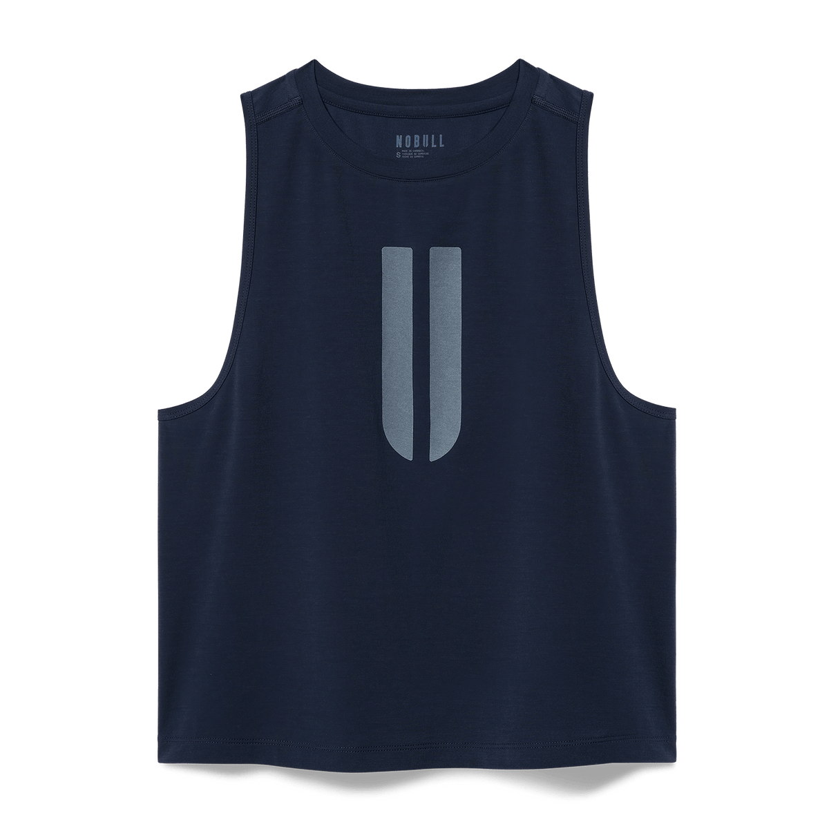 Women's Night Navy U Muscle Tank Flat Lay Angle.
