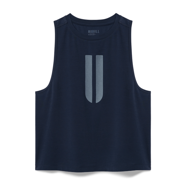 Women's Night Navy U Muscle Tank Flat Lay Angle.