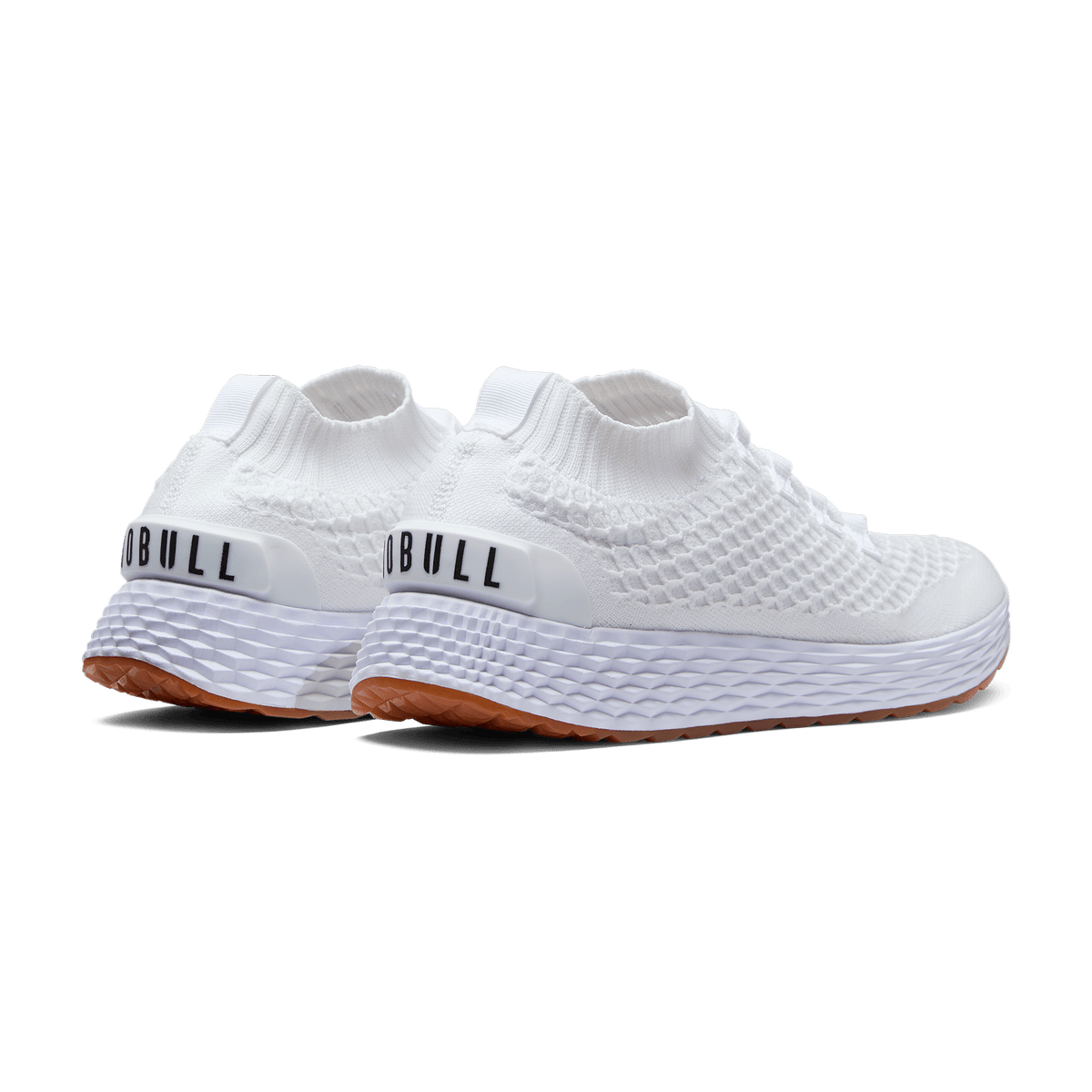 White Gum Allday Knit Shoe Back Side Angle.
