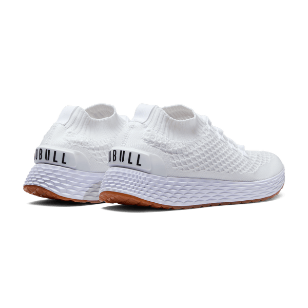 White Gum Allday Knit Shoe Back Side Angle.