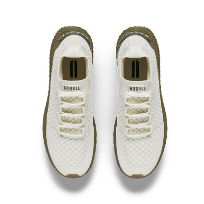 Mineral White Olive Allday Knit Shoe Above Angle.