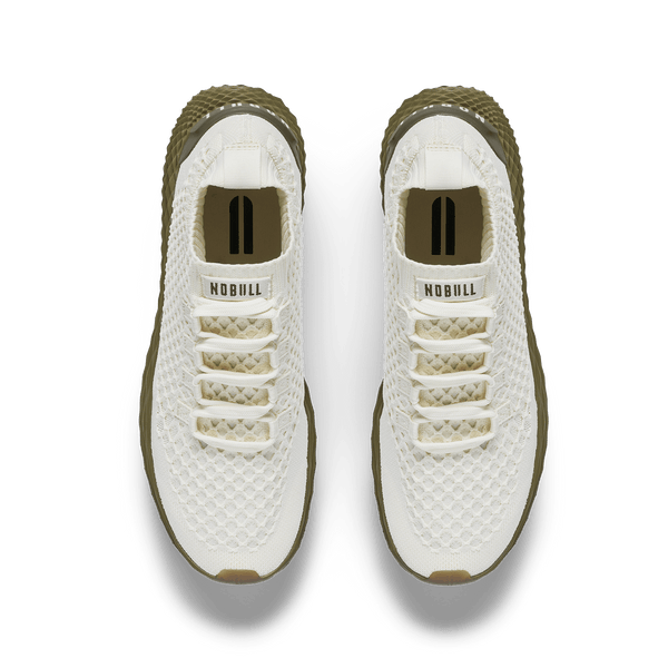 Mineral White Olive Allday Knit Shoe Above Angle.