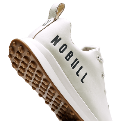 White Leather Golf Shoe Detail Angle.