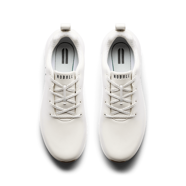White Leather Golf Shoe Overhead Angle.