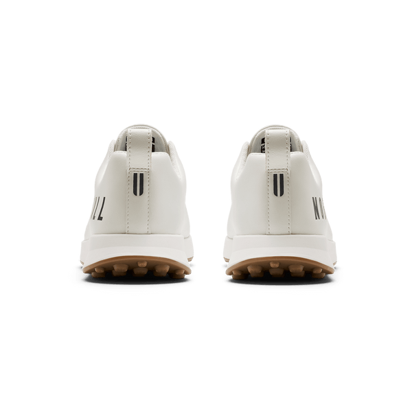 White Leather Golf Shoe Back Angle.