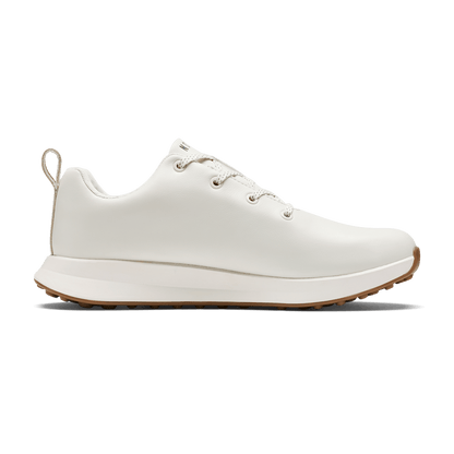 White Leather Golf Shoe Medial Angle.
