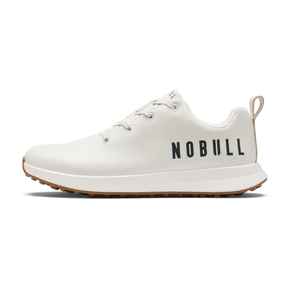 White Leather Golf Shoe Side Angle.