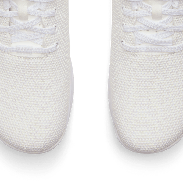 White Outwork Shoes Front Toe Box Detail Angle.