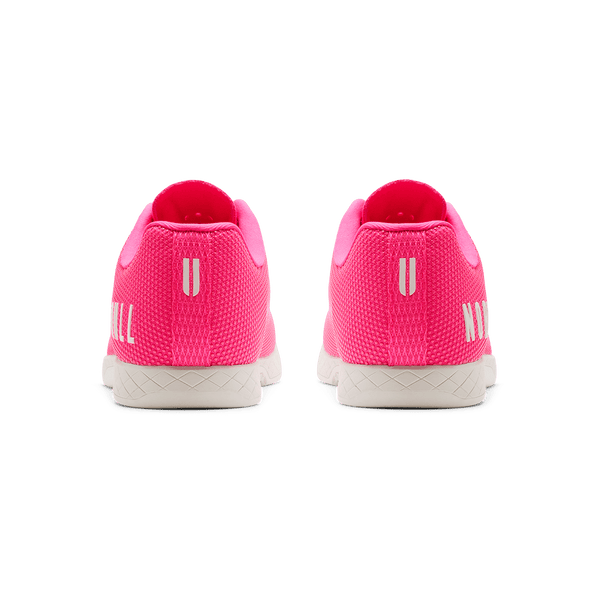 Neon Pink & Classic White Outwork Shoe Back Angle.