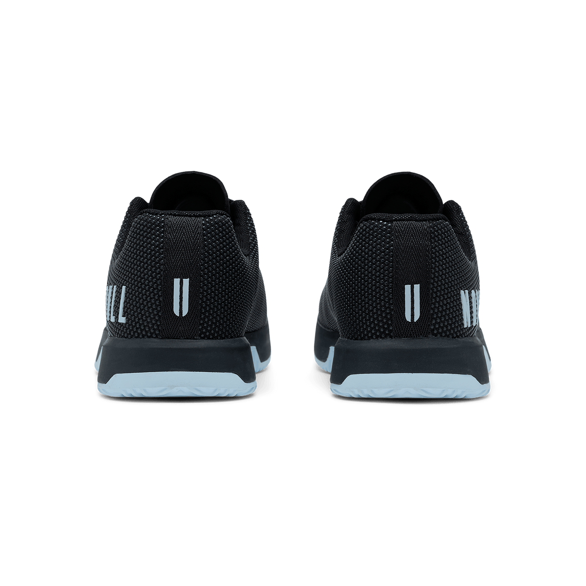 Jet Black Ice Water Outwork Edge Shoe Back Angle.
