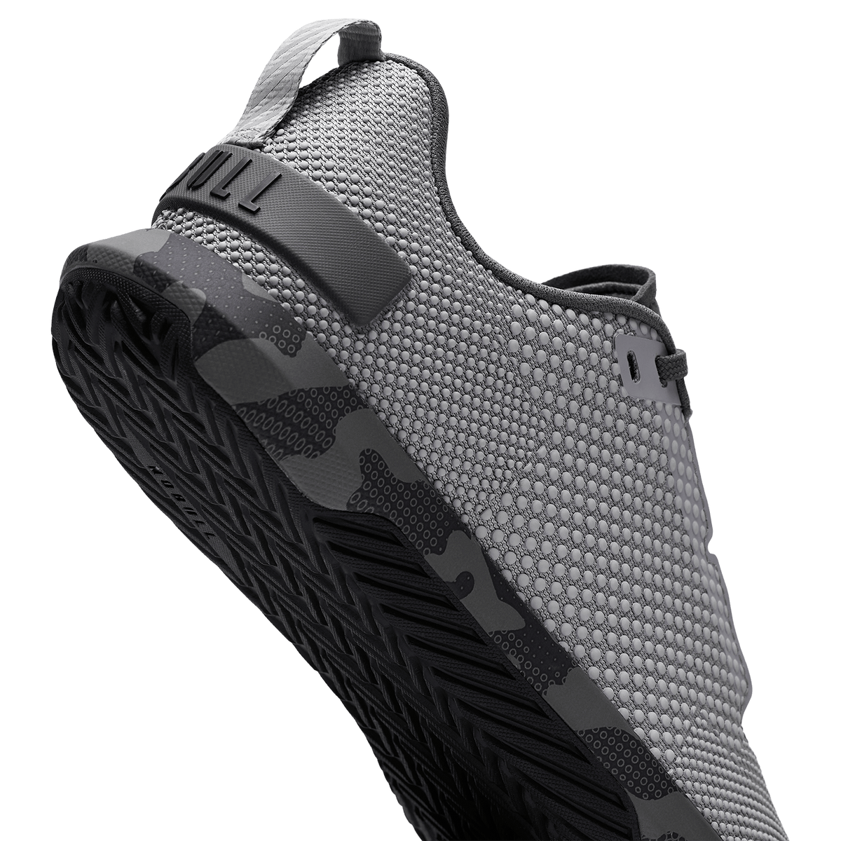 Gray Jungle Camo Outwork Flex Shoe Detail Angle.