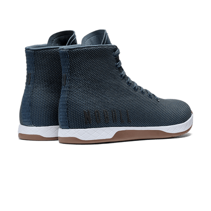 Denim Outwork High-Top Shoes Back Side Angle.