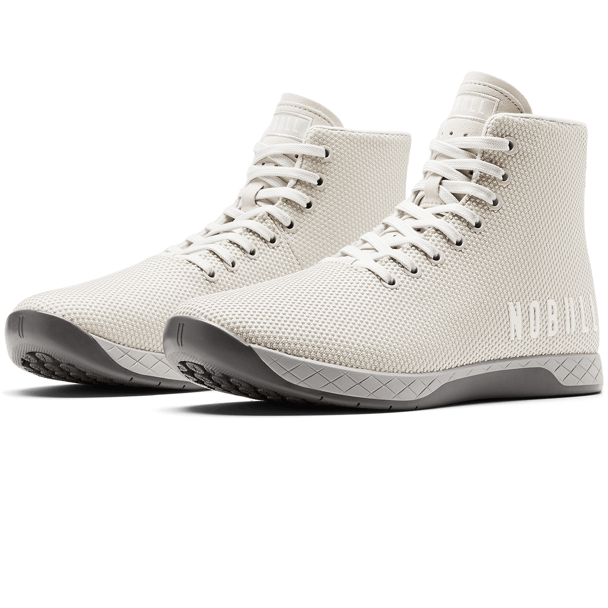 Light Grey Outwork High-Top Shoe Quarter Angle.