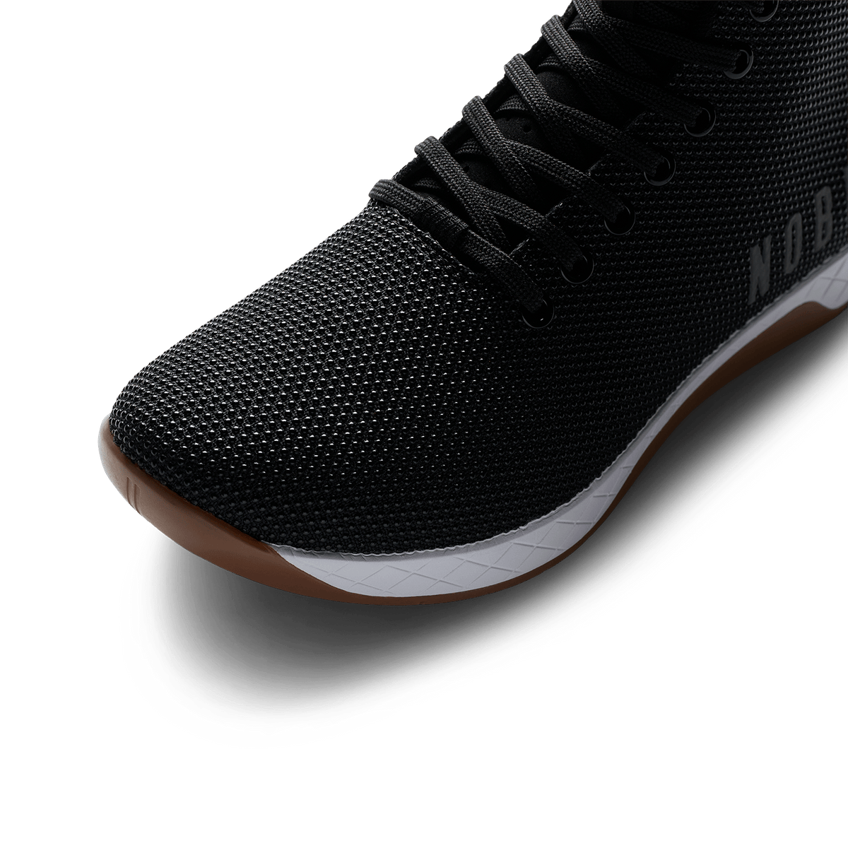 Black White Gum Outwork High-Top Shoe Detail Angle.