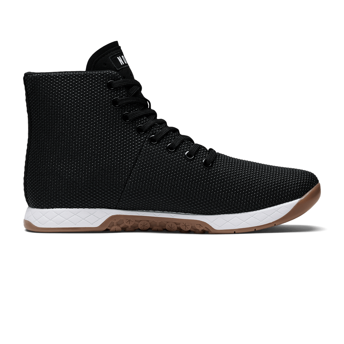 Black White Gum Outwork High-Top Shoe Medial Side Angle.