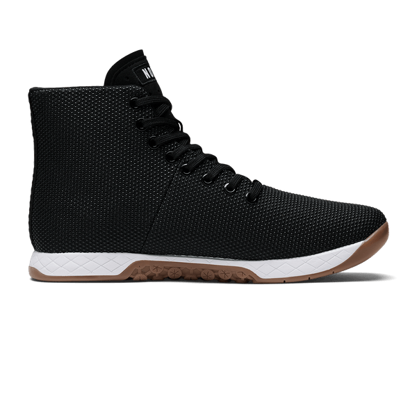 Black White Gum Outwork High-Top Shoe Medial Side Angle.