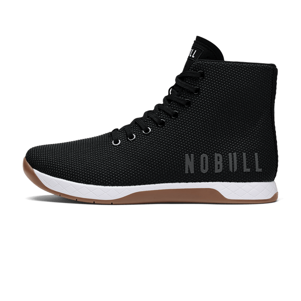 Black White Gum Outwork High-Top Shoe Side Angle.