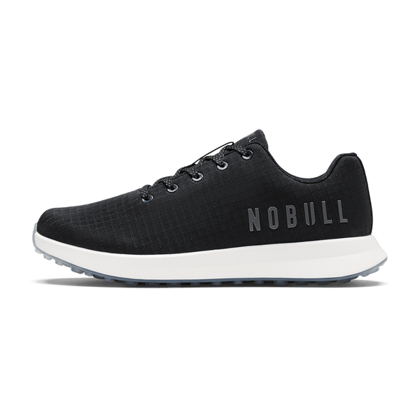 Jet Black Ripstop Golf Shoes Lateral Angle.