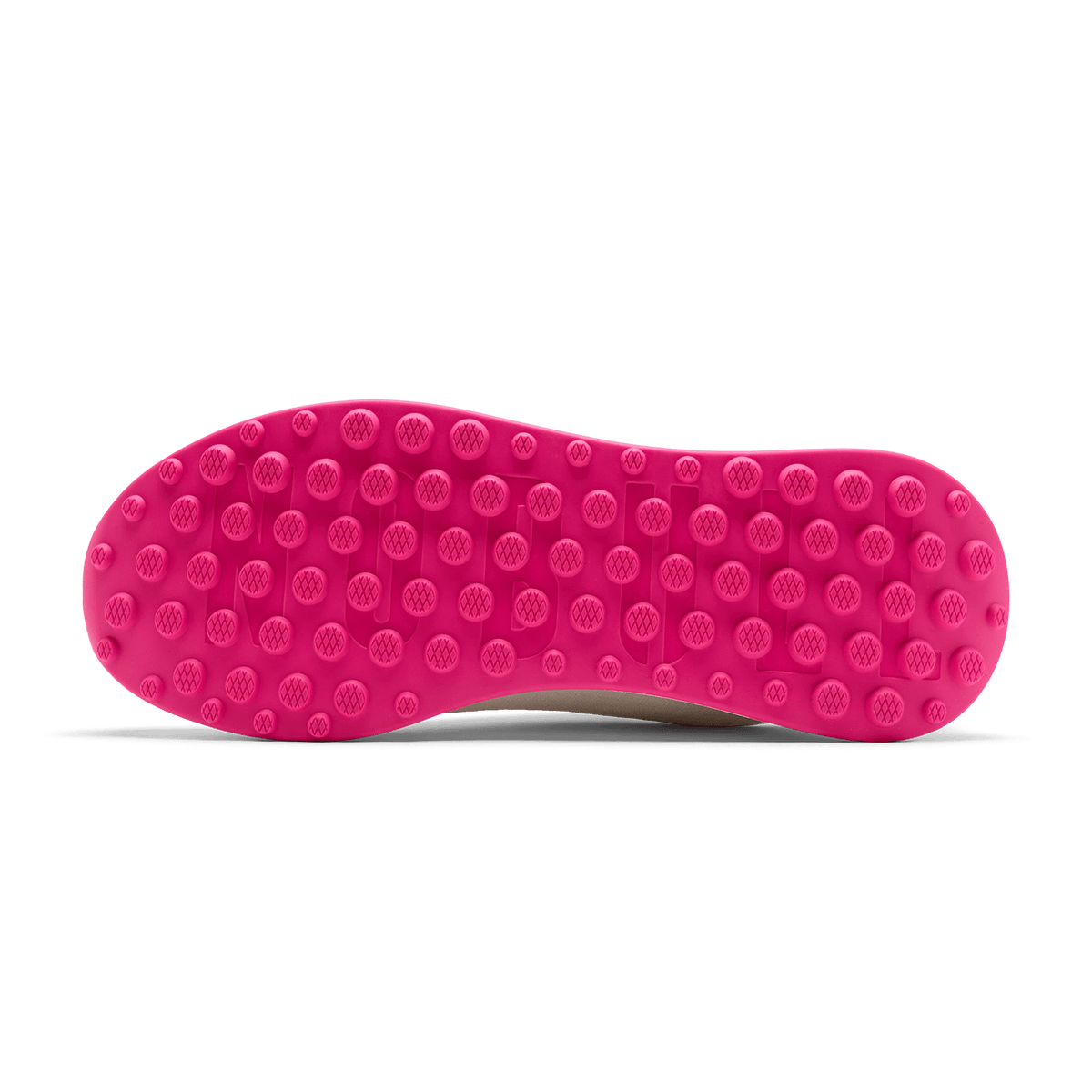Classic White Pink Glo Golf Ripstop Shoe Bottom Angle.
