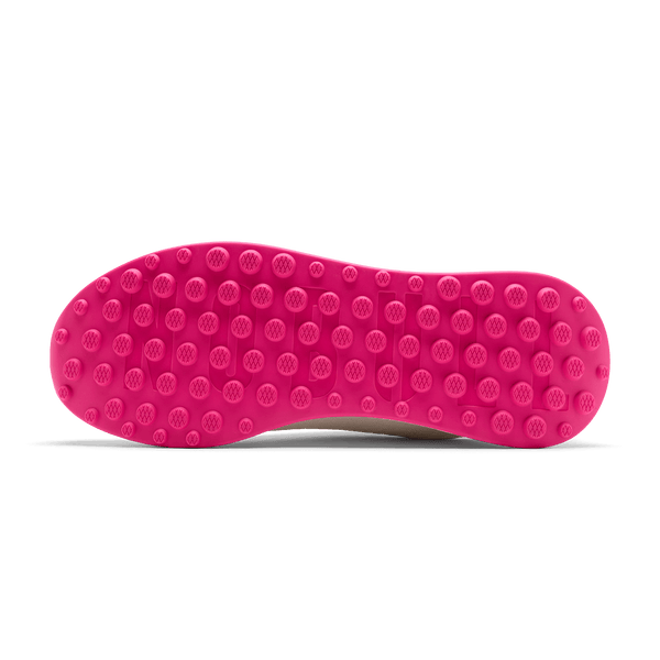 Classic White Pink Glo Golf Ripstop Shoe Bottom Angle.