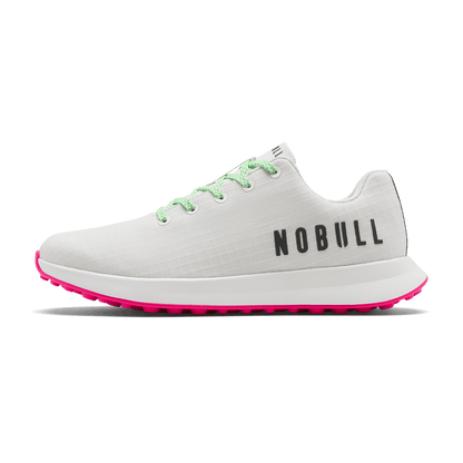 Classic White Pink Glo Golf Ripstop Shoe Side Angle.