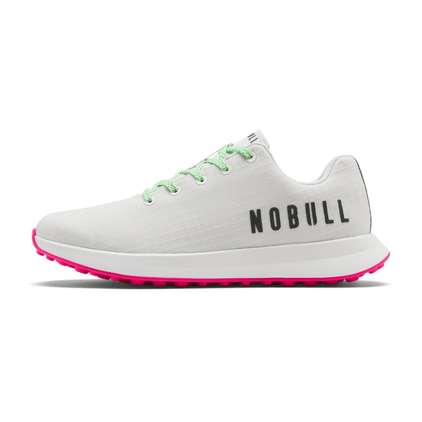 Classic White Pink Glo Golf Ripstop Shoe Side Angle.