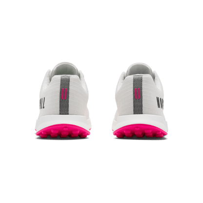 Classic White Pink Glo Golf Ripstop Shoe Back Angle.
