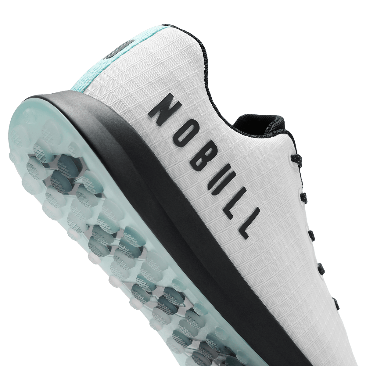 Classic White Turquoise Ripstop Golf Shoe Detail Angle.