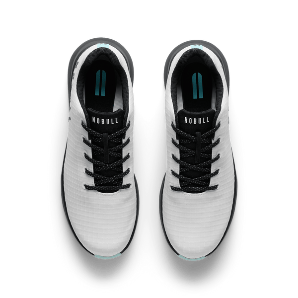 Classic White Turquoise Ripstop Golf Shoe Overhead Angle.